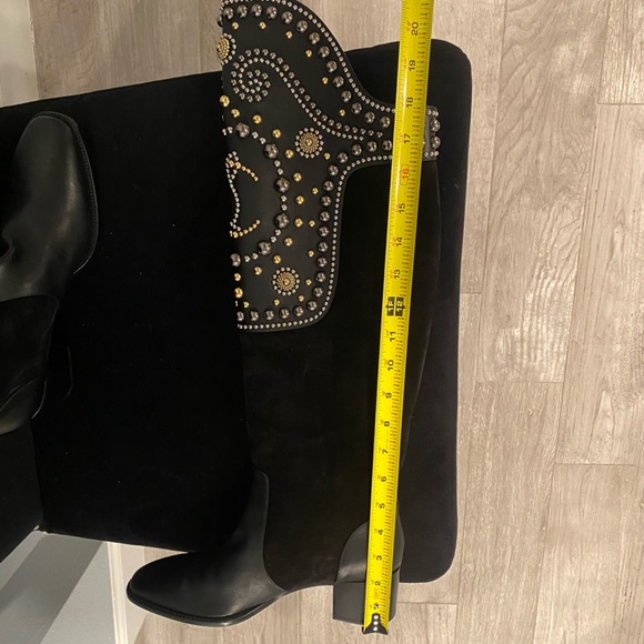 NEW: CHRISTIAN LOUBOUTIN • Alixos Black Knee High Embellished Boot- 38 1/2 - Picture 12 of 16